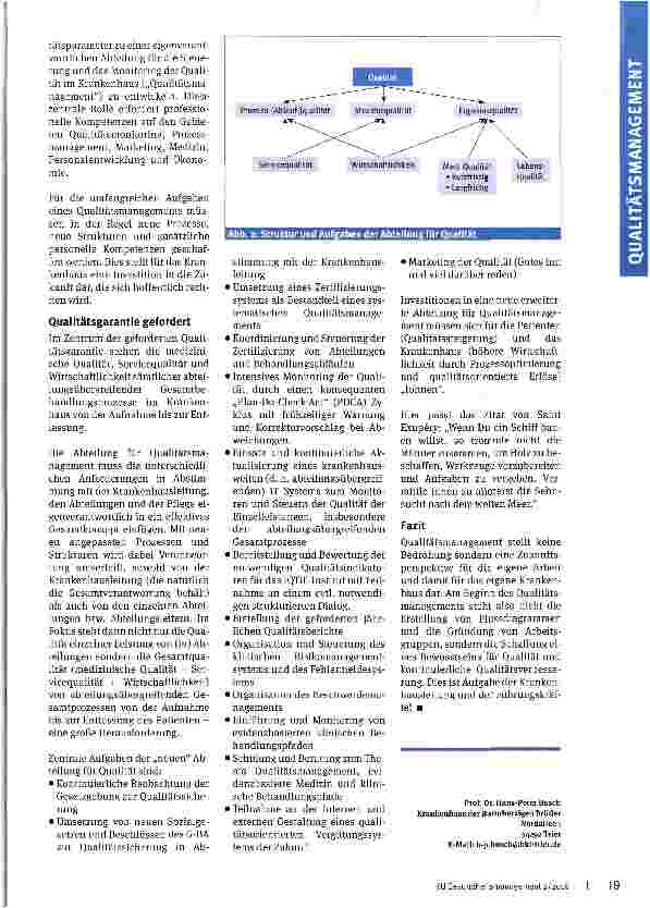 Vorschauseite 3: Die neue Abteilung für Qualität