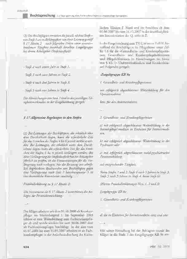 Vorschauseite 2: Zur Eingruppierung eines Fachkrankenpflegers im Intensivpflege-Springerpool