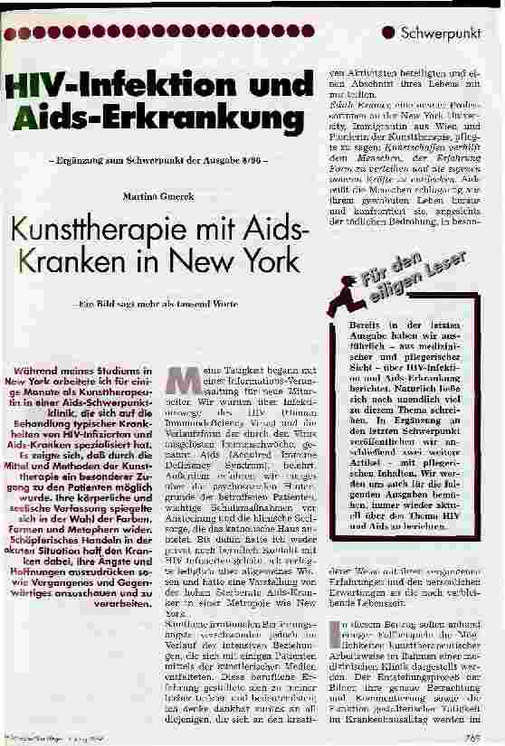 Vorschauseite 1: HIV - Infektionen und Aids-Erkrankung Kunsttherapie mit Aids-Kranken in New York