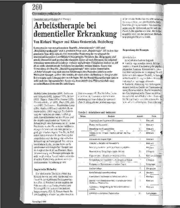 Vorschauseite 1: Arbeitstherapie bei dementieller Erkrankung