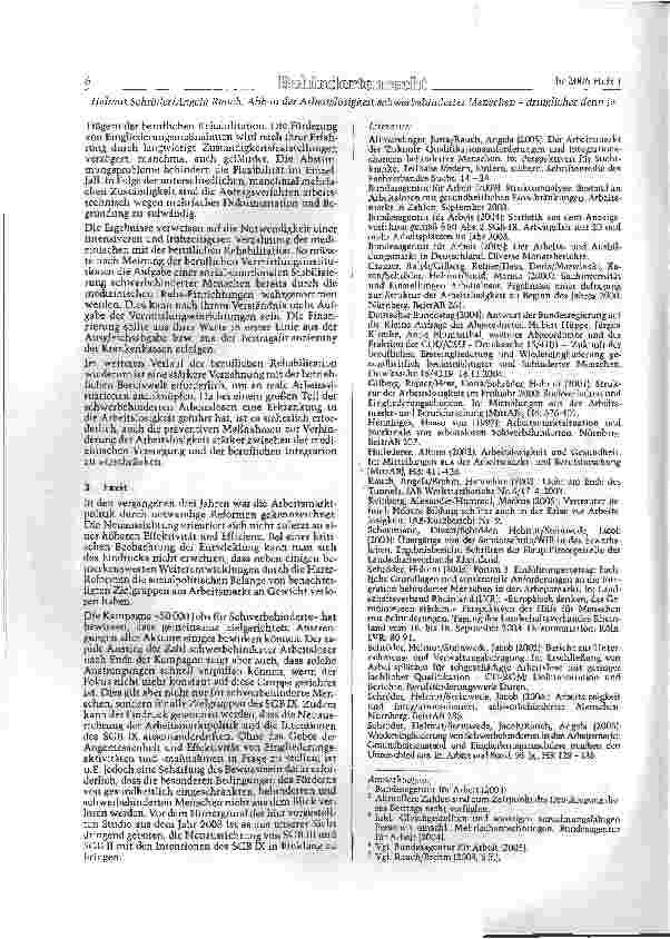 Vorschauseite 6: Abbau der Arbeitslosigkeit schwerbehinderter Menschen -dringlicher denn je!