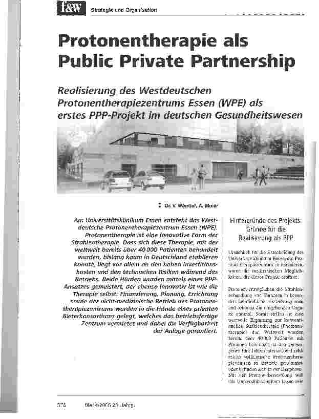 Vorschauseite 1: Protonentherapie als Public Private Partnership