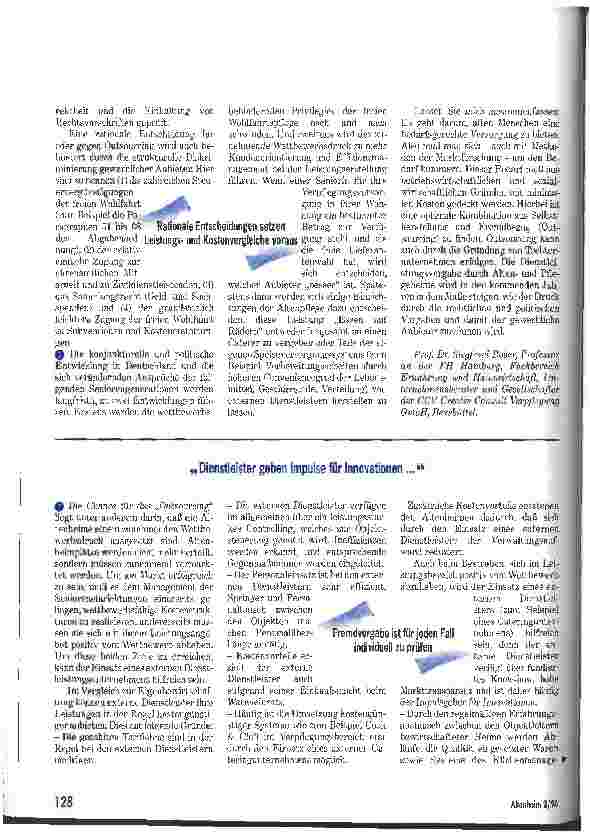 Vorschauseite 3: (K)eine Chance für Outsourcing? Zur Diskussion gestellt