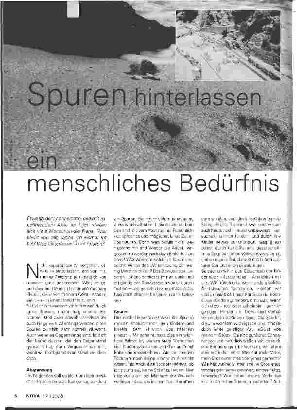 Vorschauseite 1: Spuren hinterlassen - ein menschliches Bedürfnis