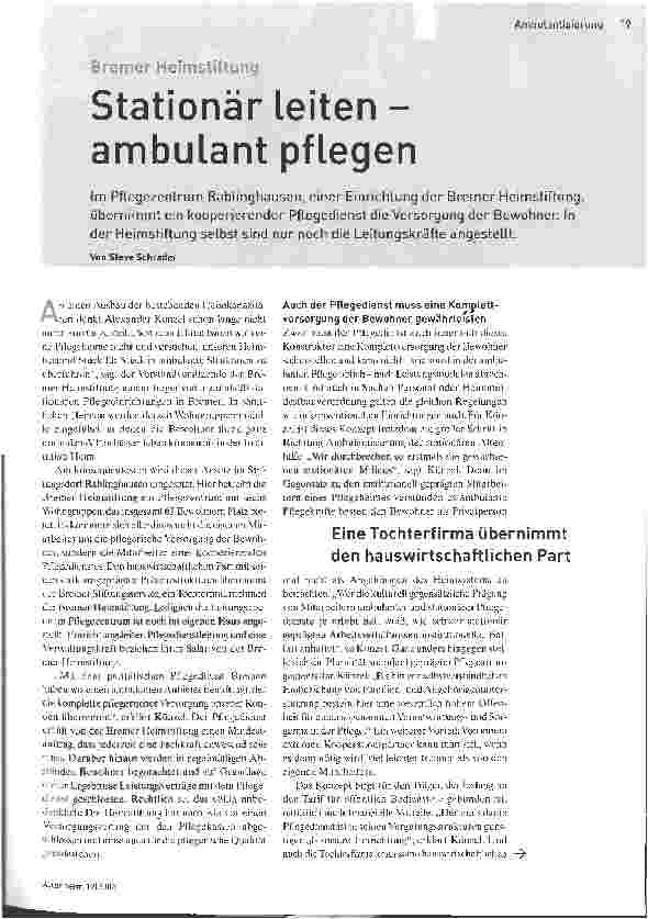 Vorschauseite 1: Stationär leiten - ambulant pflegen