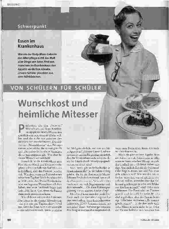 Vorschauseite 1: Essen im Krankenhaus - Wunschkost und heimliche Mitesser