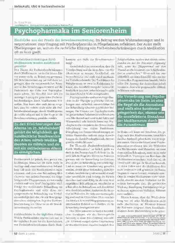 Vorschauseite 1: Psychopharmaka im Seniorenheim