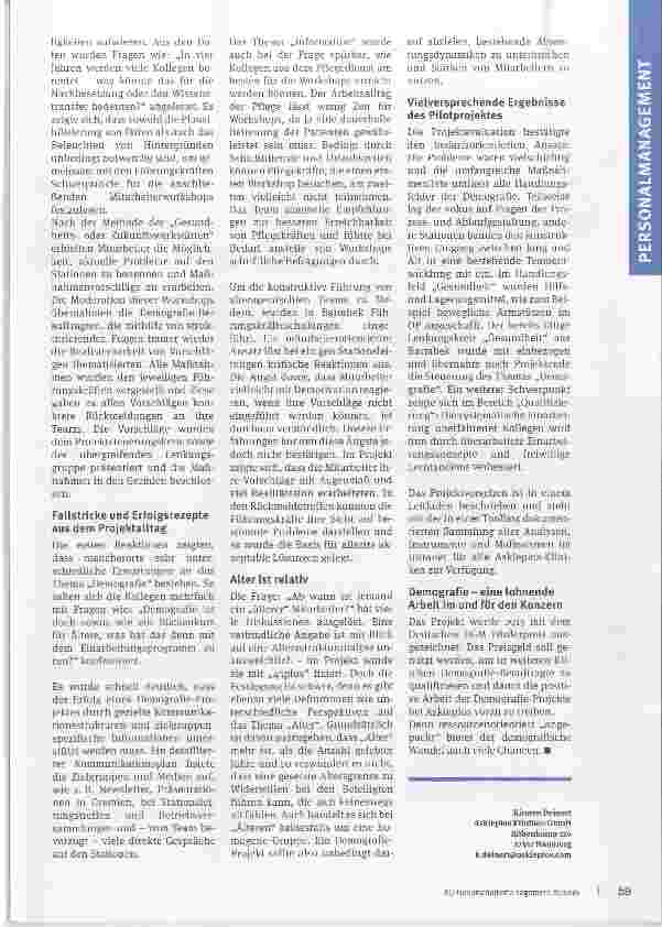 Vorschauseite 3: Alte Hasen und Junge Hüpfer Demografie in einem dezentralen Gesundheitsunternehmen angehen