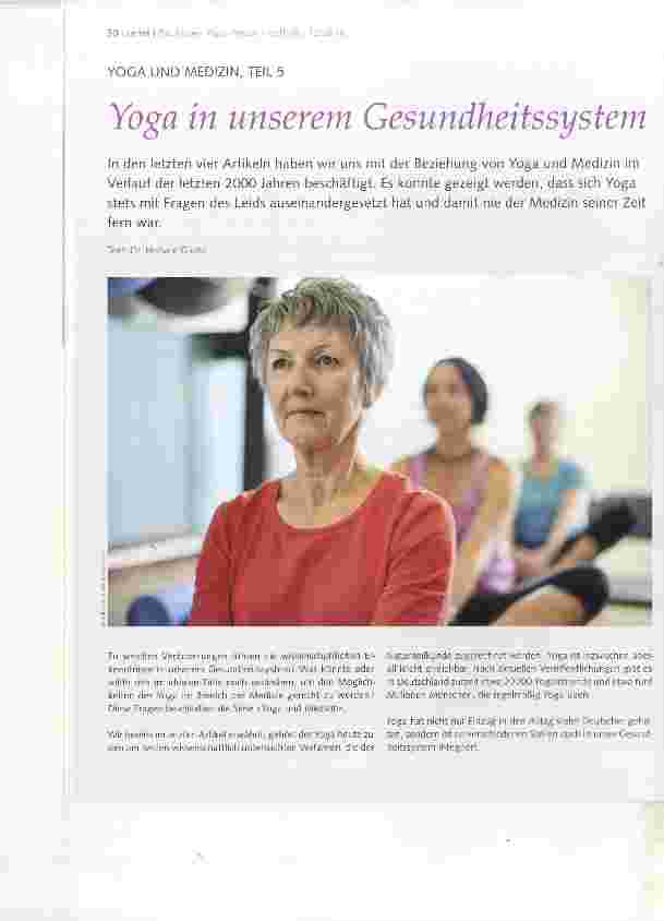 Vorschauseite 1: YOGA UND MEDIZIN, TEIL 5 Yoga in unserem Gesundheitssystem