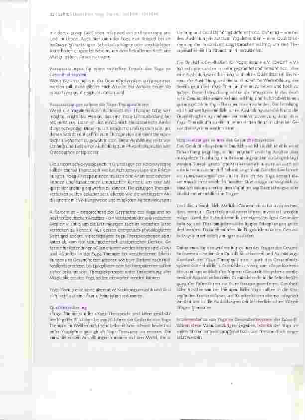 Vorschauseite 3: YOGA UND MEDIZIN, TEIL 5 Yoga in unserem Gesundheitssystem