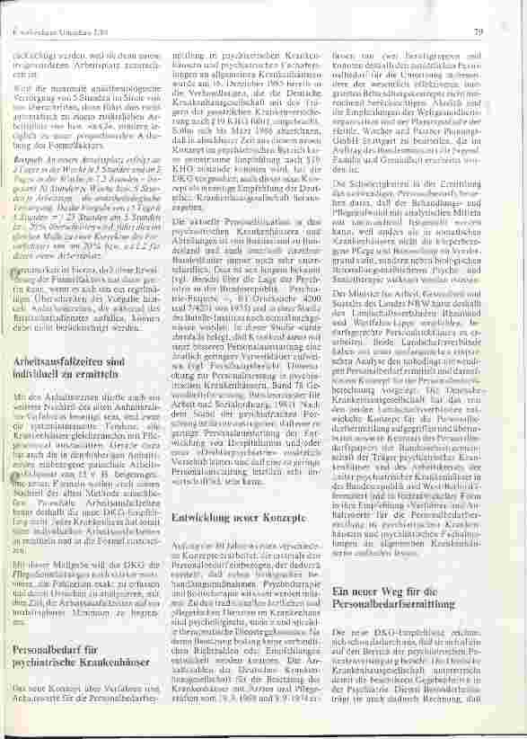 Vorschauseite 3: Neue DKG-Empfehlungen zur Ermittlung des Personalbedarfs in den Krankenhäusern - Pflegedienst/Psychiatrie-Bereich/Ärzte