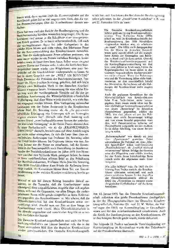 Vorschauseite 2: Vielstimmiges Echo auf den Bericht der Bundesregierung über die Auswirkungen des Krankenhausfinanzierungsgesetzes von 1972