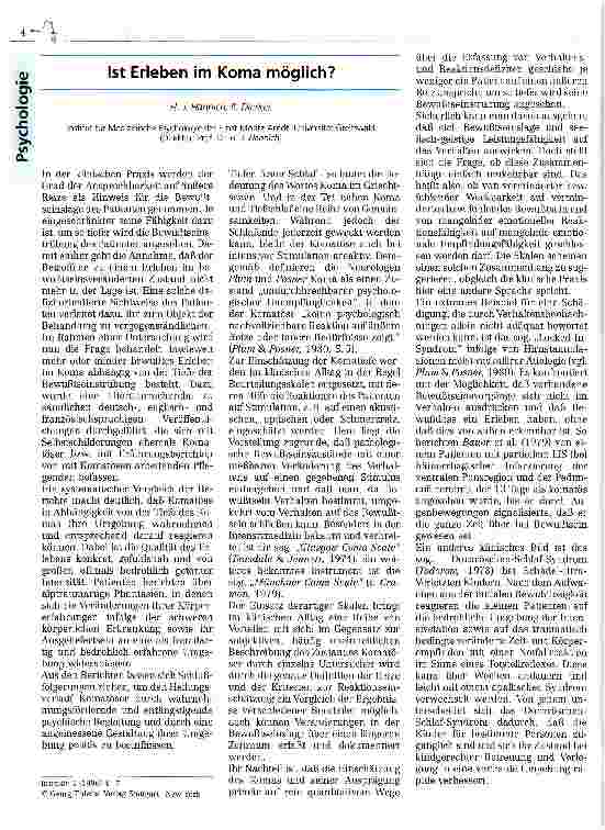 Vorschauseite 1: Ist Erleben im Koma möglich?