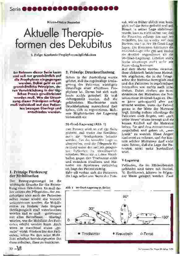 Vorschauseite 1: Aktuelle Therapieformen des Dekubitus 3. Folge: Konkrete Prophylaxemöglichkeiten