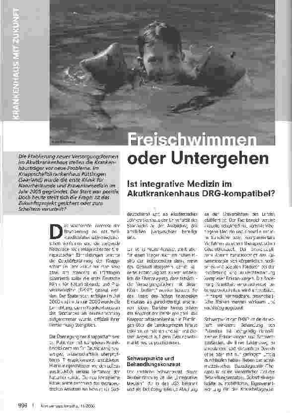 Vorschauseite 1: Freischwimmen oder Untergehen - Ist integrative Medizin im Akutkrankenhaus DRG-kompatibel