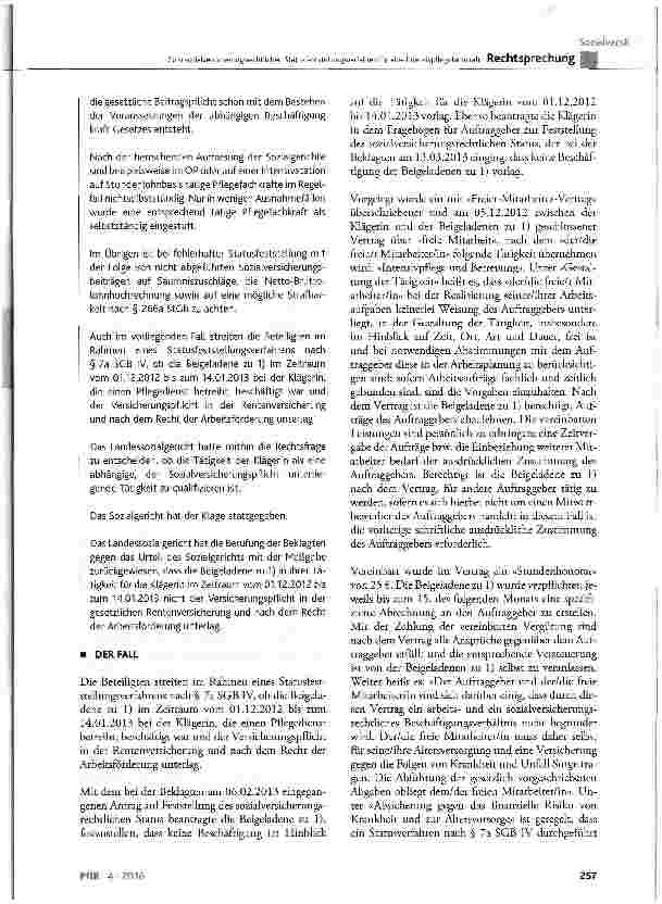 Vorschauseite 2: Zum sozialversicherungsrechtlichen Statusfeststellungsverfahren für eine Intensivpflegefachkraft