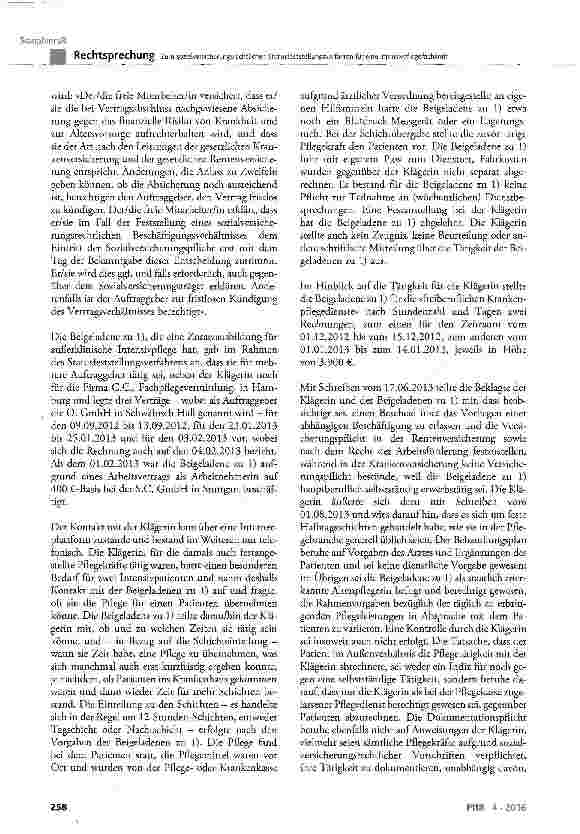 Vorschauseite 3: Zum sozialversicherungsrechtlichen Statusfeststellungsverfahren für eine Intensivpflegefachkraft
