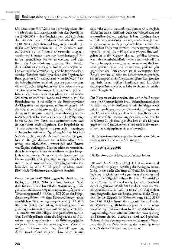 Vorschauseite 5: Zum sozialversicherungsrechtlichen Statusfeststellungsverfahren für eine Intensivpflegefachkraft