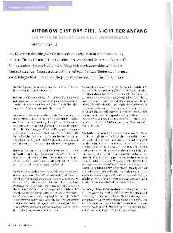 Vorschauseite 1: AUTONOMIE IST DAS ZIEL, NICHT DER ANFANG
