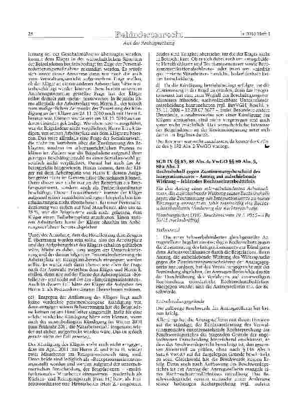 Vorschauseite 1: Rechtsbehelf gegen Zustimmungsbescheid des Integrationsamts Antrag auf aufschiebende Wirkung fehlendes Rechtsschutzbedürfnis