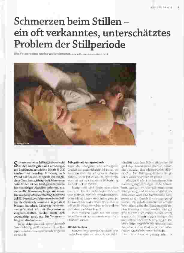 Vorschauseite 1: Schmerzen beim Stillen ein oft verkanntes, unterschätztes Problem der Stillperiode