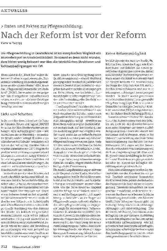 Vorschauseite 1: Nach der Reform ist vor der Reform