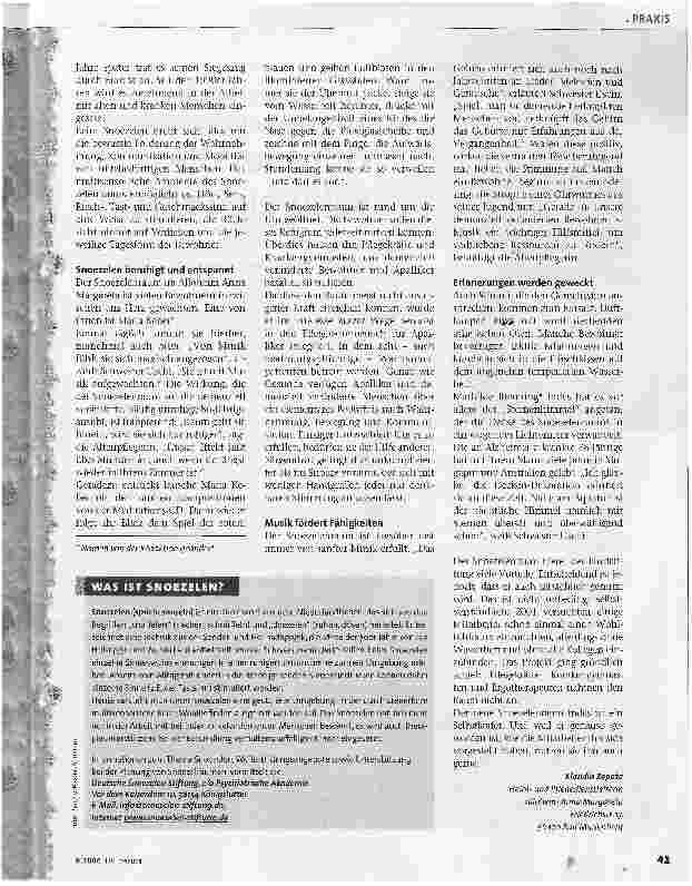 Vorschauseite 2: Snoezeln im Altenund PflegeheimEntdeckungsreise für die Sinne