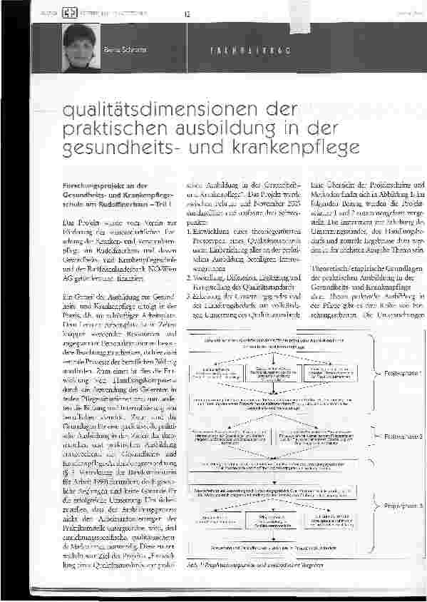 Vorschauseite 1: Qualitätsdimensionen der praktischen Ausbildung in der Gesundheitsund Krankenpflege
