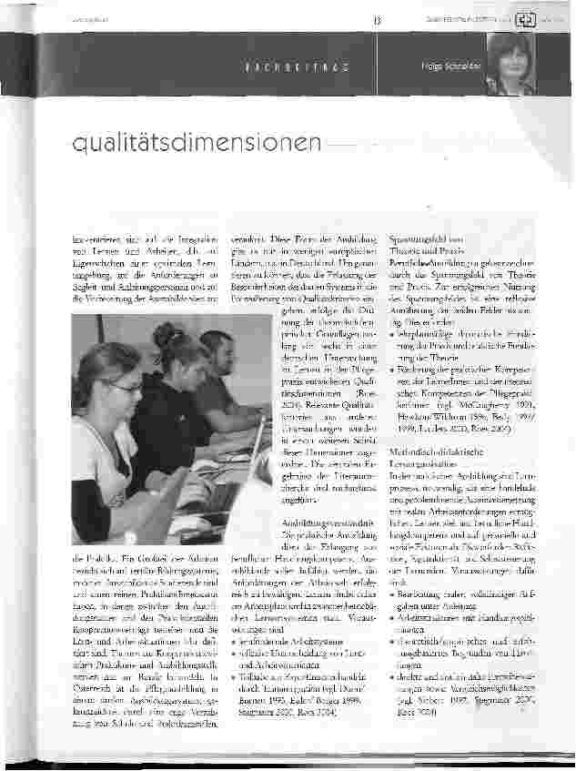 Vorschauseite 2: Qualitätsdimensionen der praktischen Ausbildung in der Gesundheitsund Krankenpflege