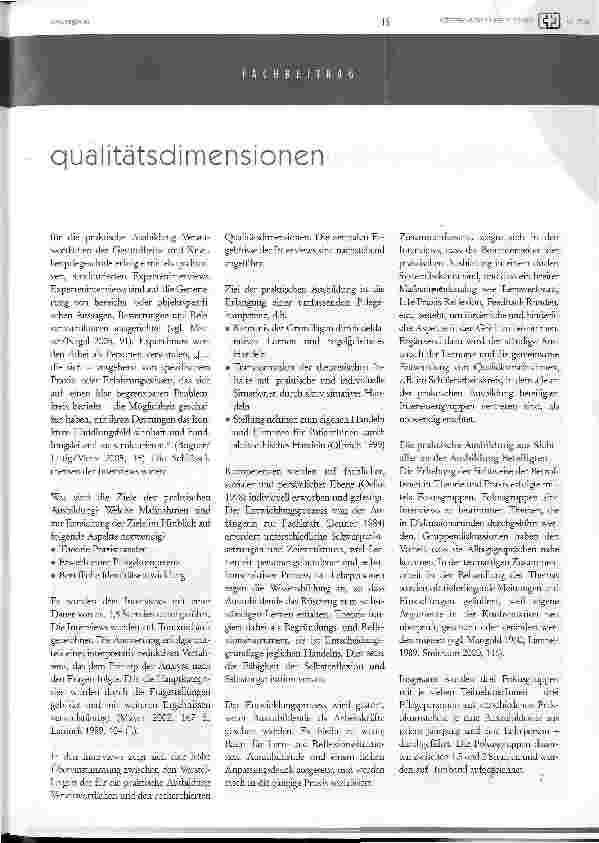 Vorschauseite 4: Qualitätsdimensionen der praktischen Ausbildung in der Gesundheitsund Krankenpflege