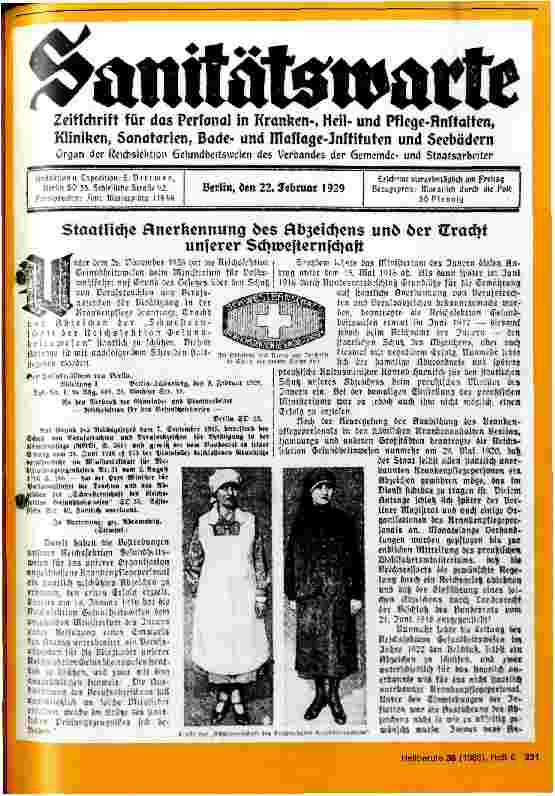 Vorschauseite 2: Zur Geschichte der freigewerkschaftlichen Schwesternschaft der Reichssektion Gesundheitswesen 1928 - 1933