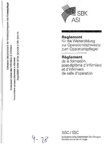 Vorschauseite 1: Reglement für die Weiterbildung zur Operationsschwester zum Operationspfleger