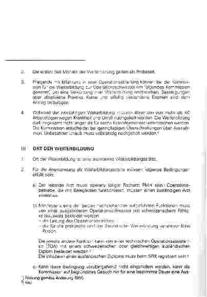 Vorschauseite 4: Reglement für die Weiterbildung zur Operationsschwester zum Operationspfleger