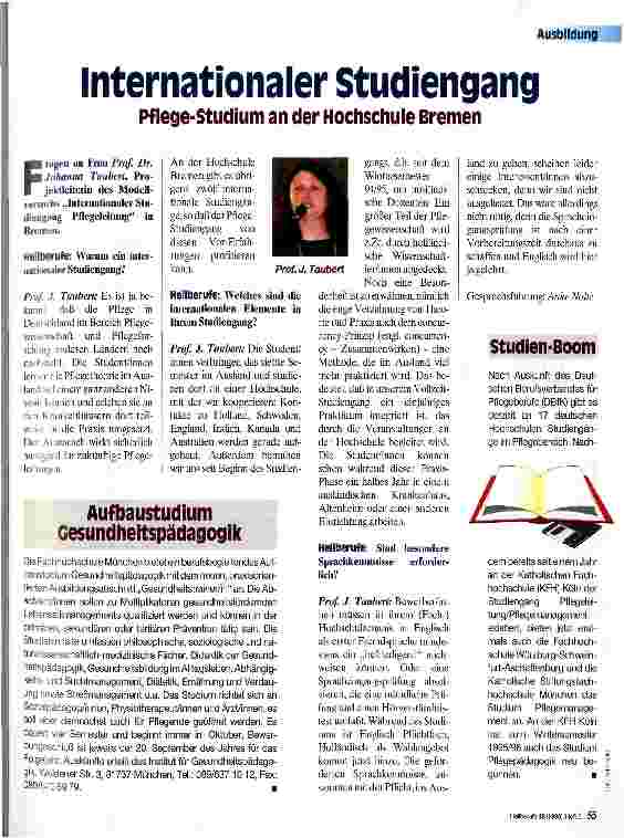 Vorschauseite 1: Internationaler Studiengang Pflege-Studium an der Hochschule Bremen