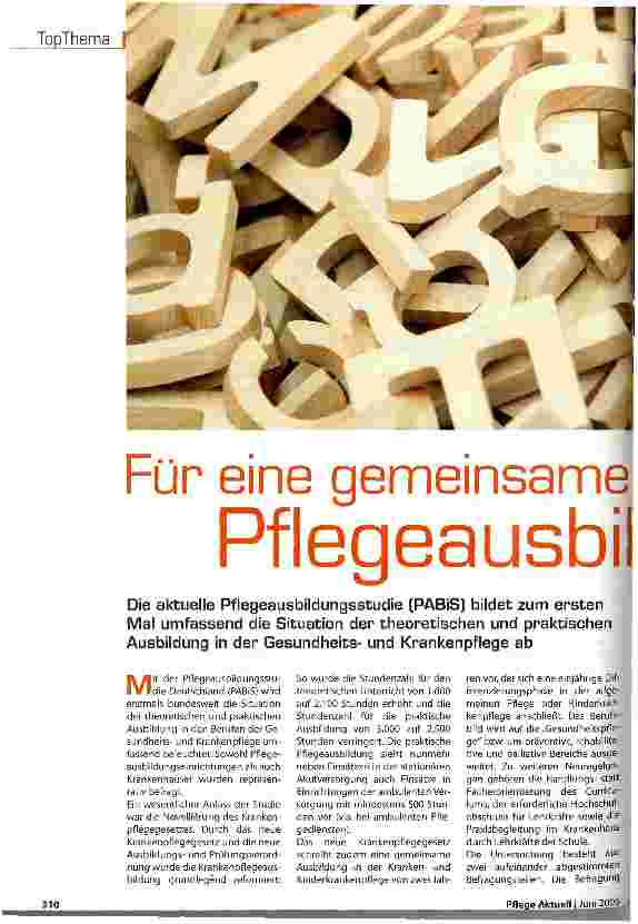 Vorschauseite 1: Für eine gemeinsame Pflegeausbildung
