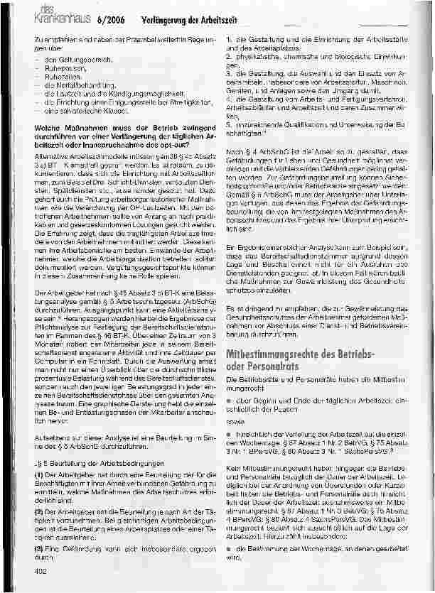 Vorschauseite 5: Verlängerung der Arbeitszeiten durch Betriebs-/ Dienstvereinbarungen