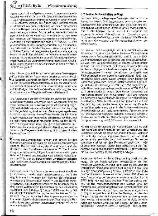 Vorschauseite 2: Anpassung der Pflegesatzvereinbarung bei Störungen der Geschäftsgrundlage
