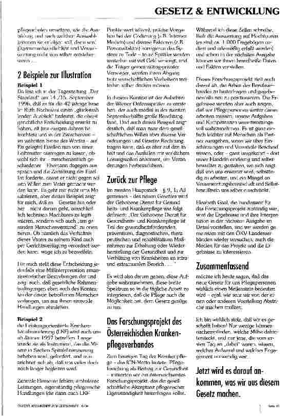 Vorschauseite 2: Ein neues Gesetz... Das neue Krankenpflegegesetz, Meilenstein und Handlungsauftrag für die Pflegeperson