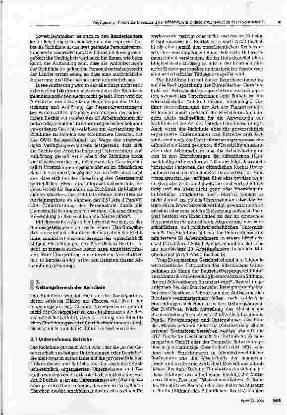 Vorschauseite 2: Hat der Bundesgesetzgeber die Pflicht zur Umsetzung der Informationsrichtlinie 2002/14/EG zu Recht verstreichen lassen?