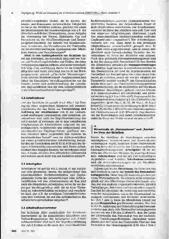 Vorschauseite 3: Hat der Bundesgesetzgeber die Pflicht zur Umsetzung der Informationsrichtlinie 2002/14/EG zu Recht verstreichen lassen?