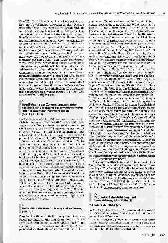 Vorschauseite 4: Hat der Bundesgesetzgeber die Pflicht zur Umsetzung der Informationsrichtlinie 2002/14/EG zu Recht verstreichen lassen?