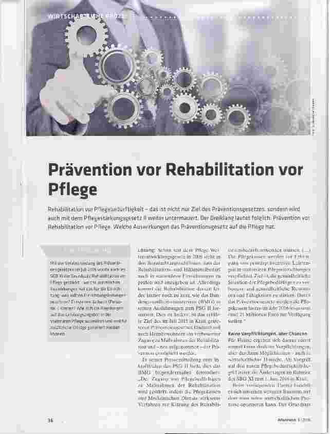 Vorschauseite 1: Prävention vor Rehabilitation vor Pflege