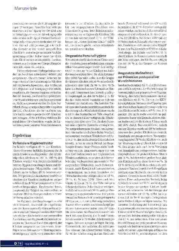 Vorschauseite 4: Gelebte Hygiene im OP - eine kritische Analyse
