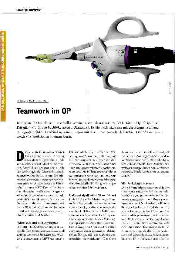 Vorschauseite 1: Teamwork im OP