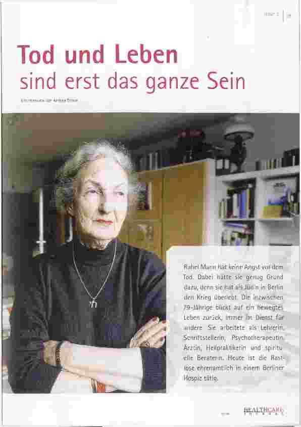 Vorschauseite 1: Tod und Leben sind erst das ganze Sein