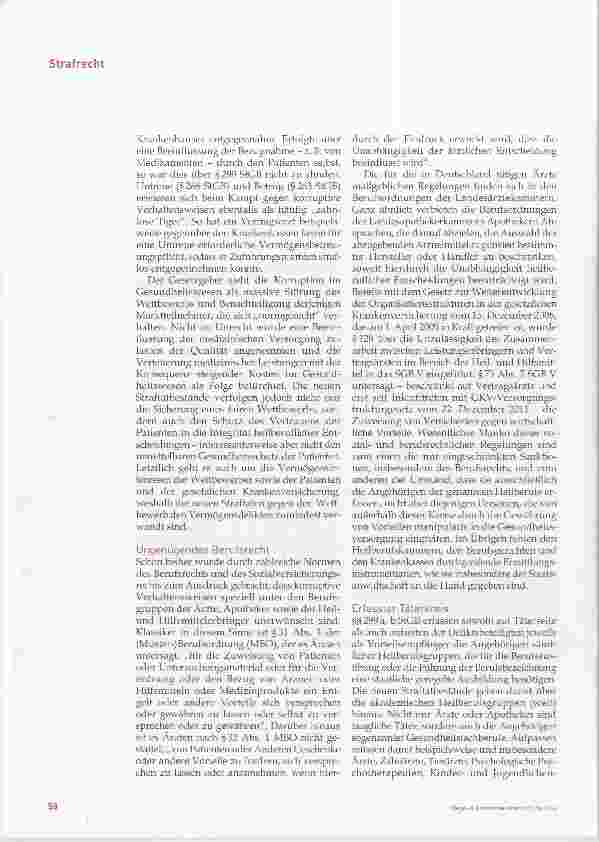 Vorschauseite 3: Neue Straftatbestände im StGB: Bestechungsdelikte im Gesundheitswesen