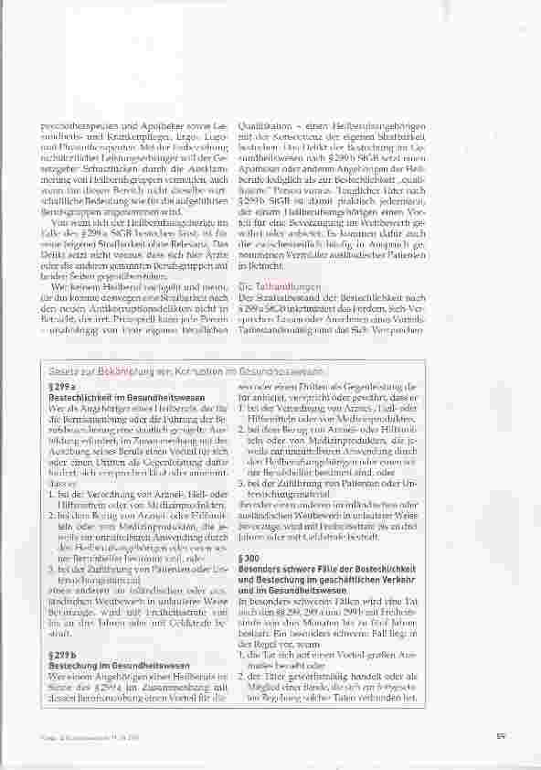 Vorschauseite 4: Neue Straftatbestände im StGB: Bestechungsdelikte im Gesundheitswesen