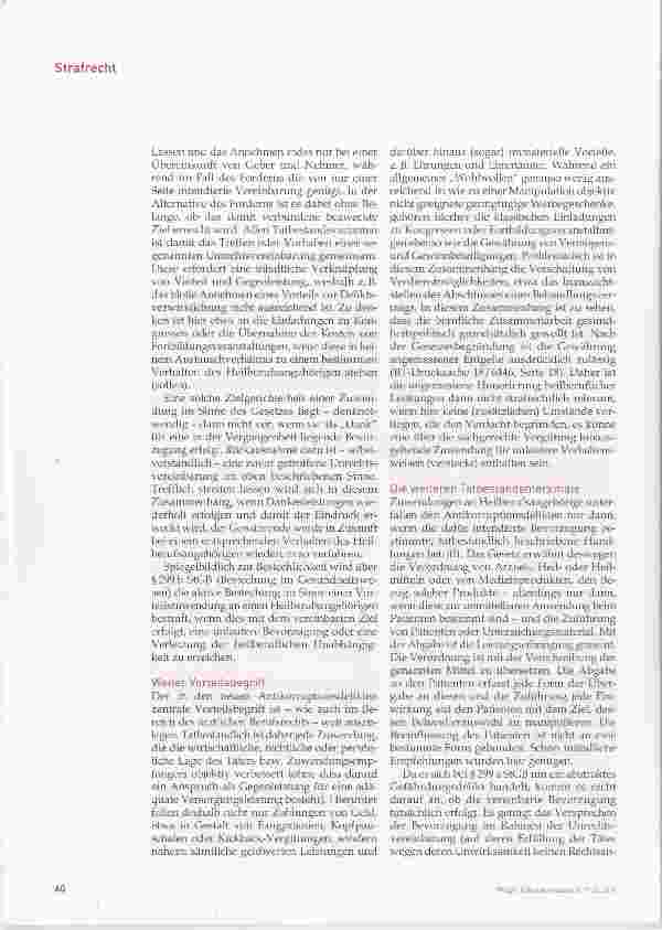 Vorschauseite 5: Neue Straftatbestände im StGB: Bestechungsdelikte im Gesundheitswesen