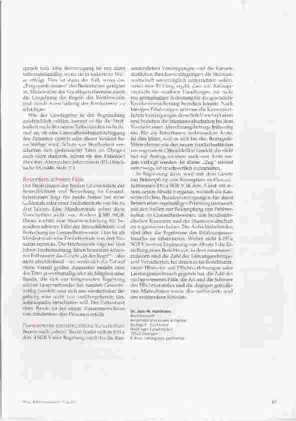 Vorschauseite 6: Neue Straftatbestände im StGB: Bestechungsdelikte im Gesundheitswesen
