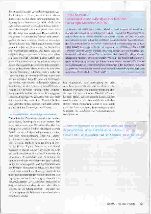 Vorschauseite 3: Selbstbestimmung und Lebensqualität aus ethischer Perspektive